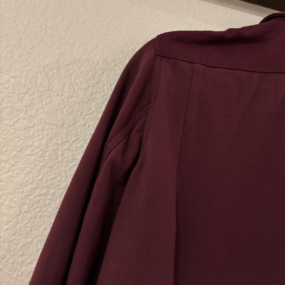 ❗️FINAL❗️Belle by Kim Gravel Burgundy Mixed Textile Jean Jacket 8 - Picture 4 of 7